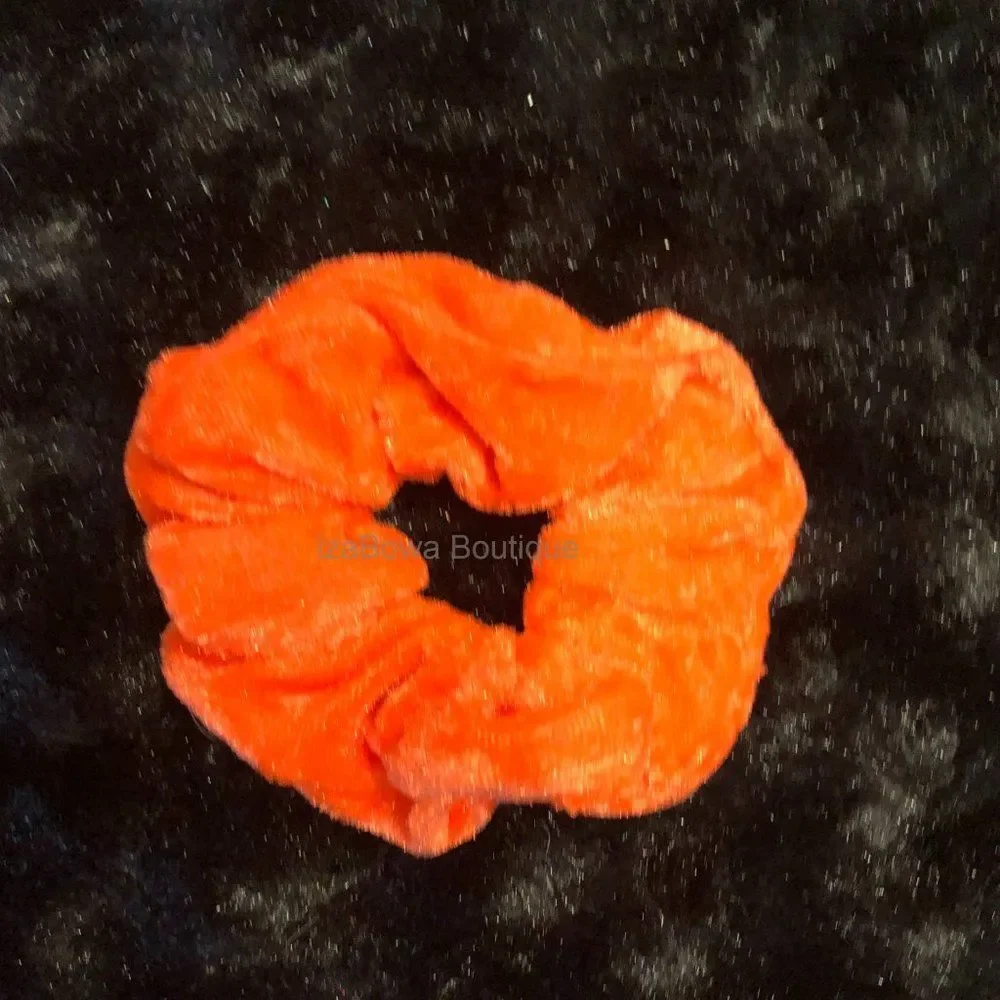 Orange Velvet Scrunchie  SC2636  Handmade NWT Boutique